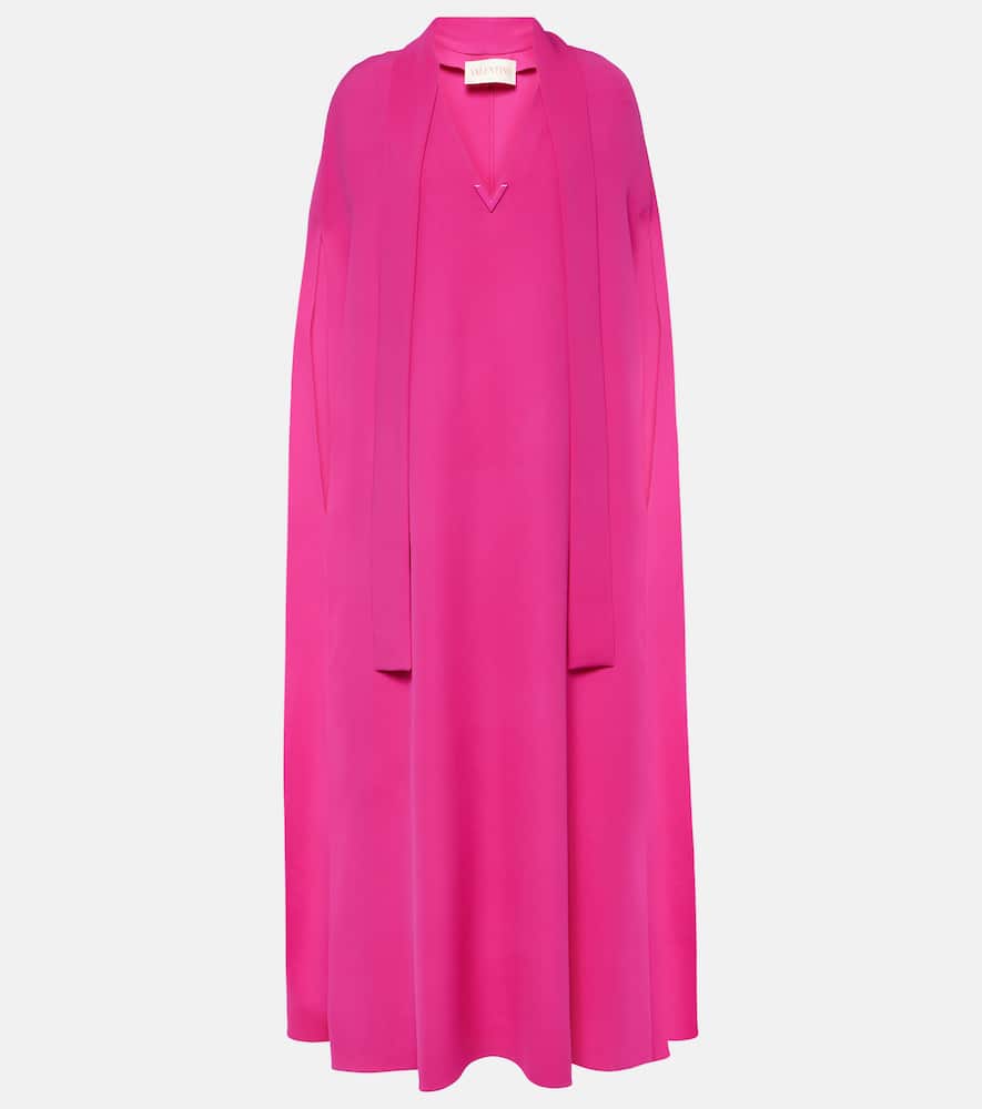 VGold caped silk maxi dress