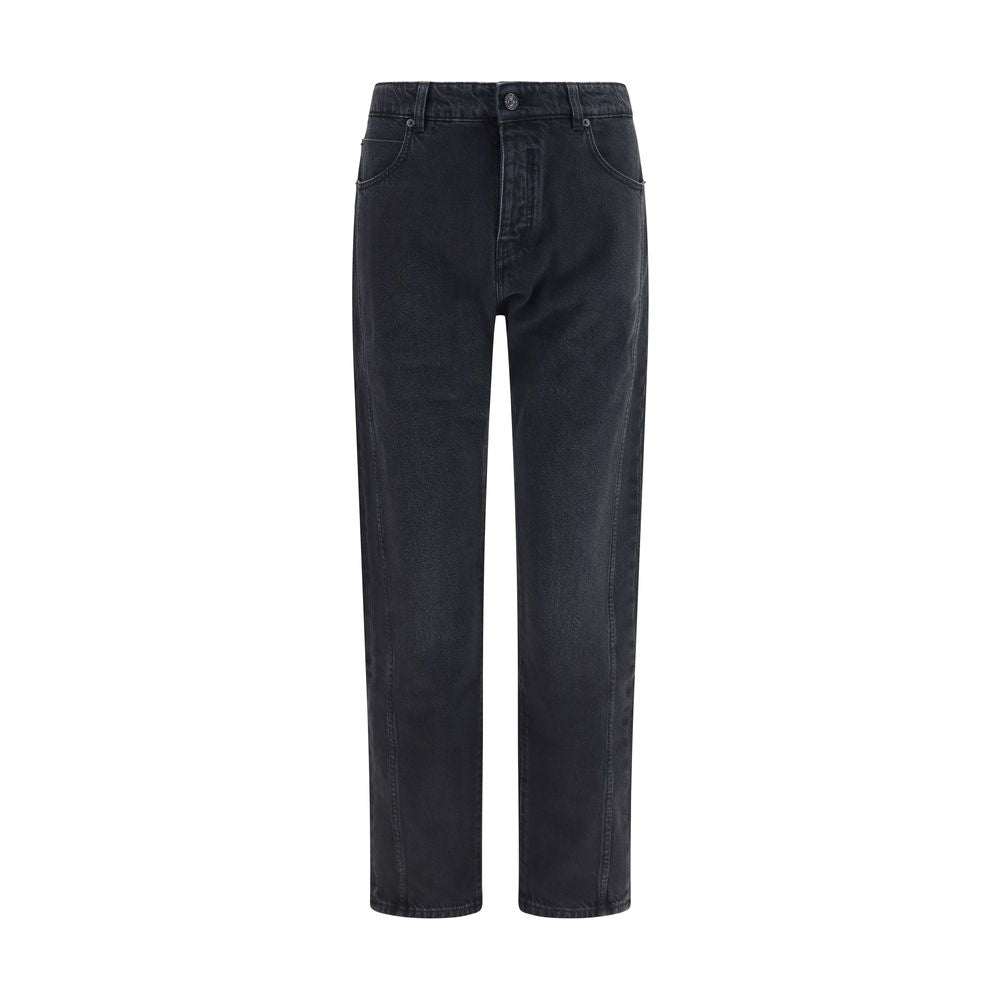 Straight-Leg Cotton Jeans — Black