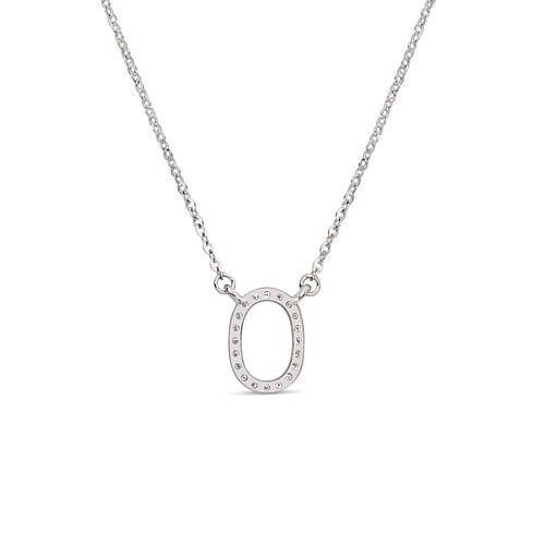 14K White Gold .10ctw Diamond Letter Initial Necklace