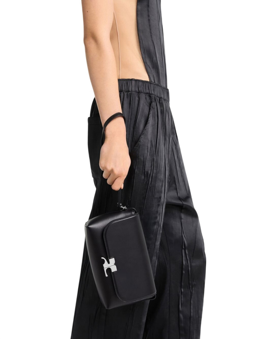 Courrèges - leather shoulder clutch bag adjustable strap