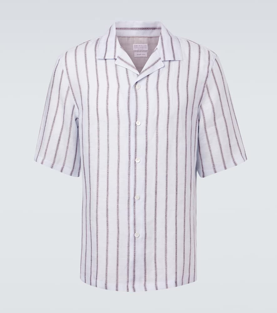 Striped linen bowling shirt