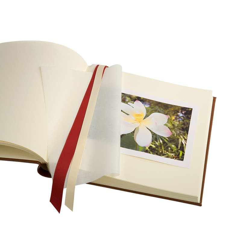 8-inch Leather Photo Album in Ivory Pebble