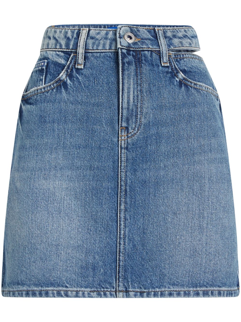 Logo-patch denim miniskirt - Blue