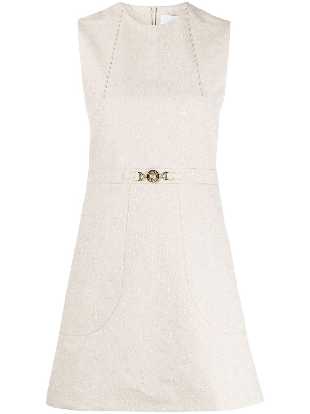 Logo-jacquard cotton A-line minidress - Neutrals