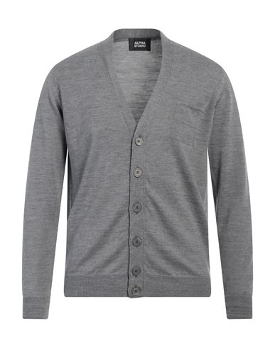 Alpha Studio Man Cardigan Grey Size 44 Merino Wool