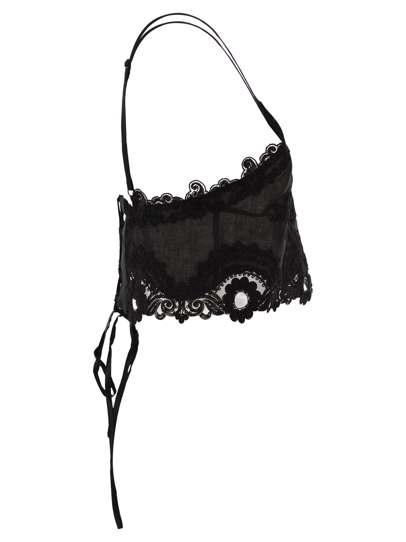 Maurizio Mykonos - Haut style lingerie en lin et rayonne avec broderie et dos corset