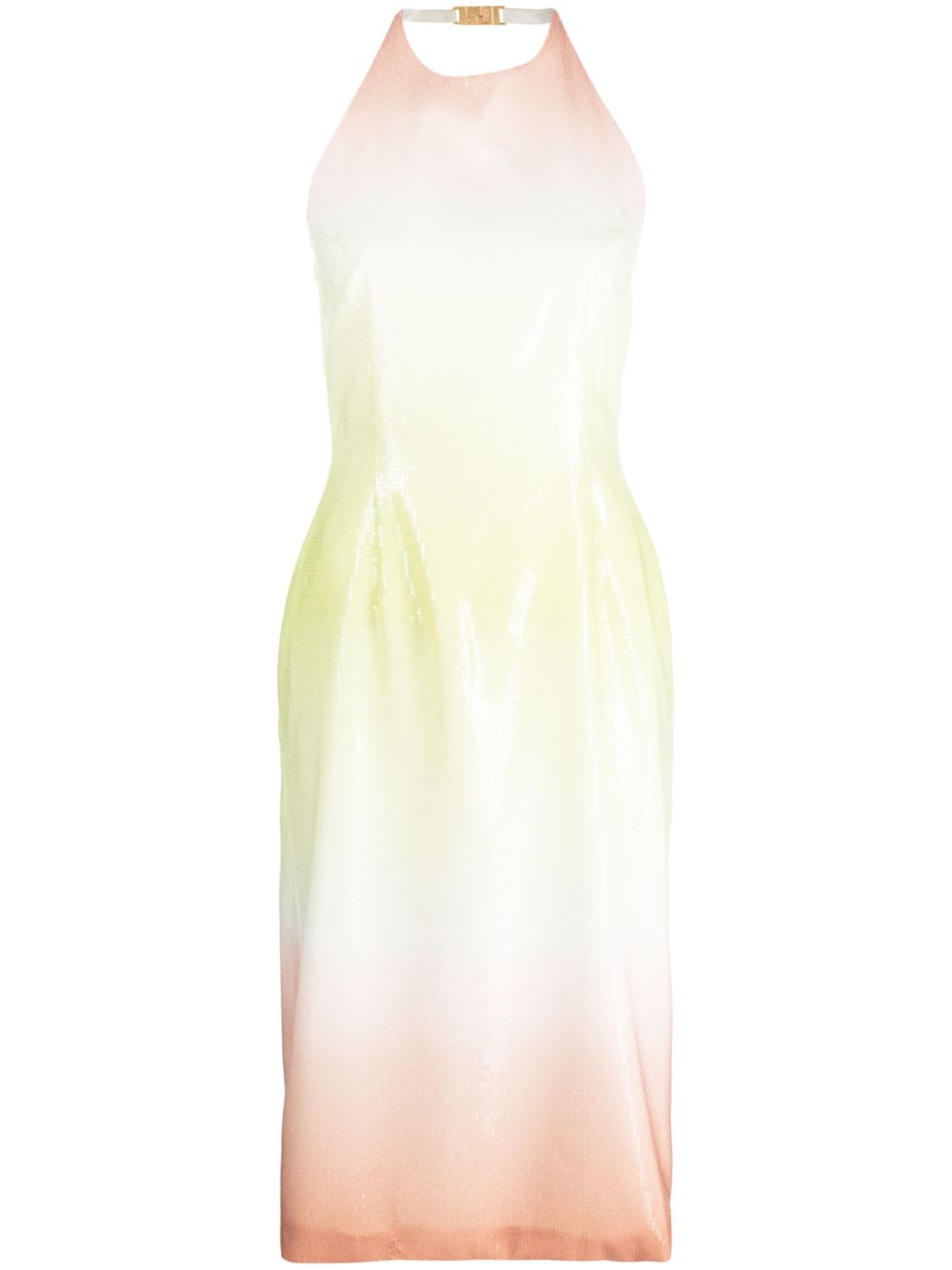 Sequin-embellished halterneck dress - Yellow