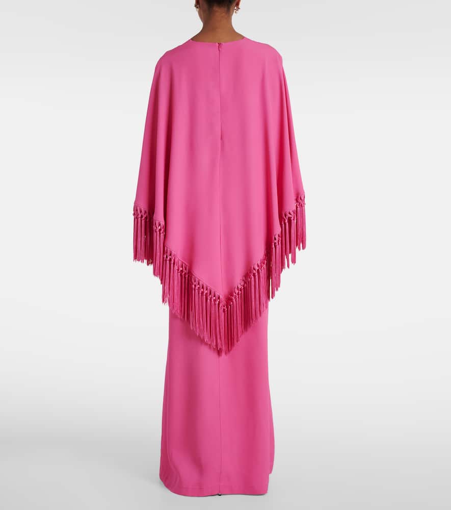 Fringed crêpe cady kaftan