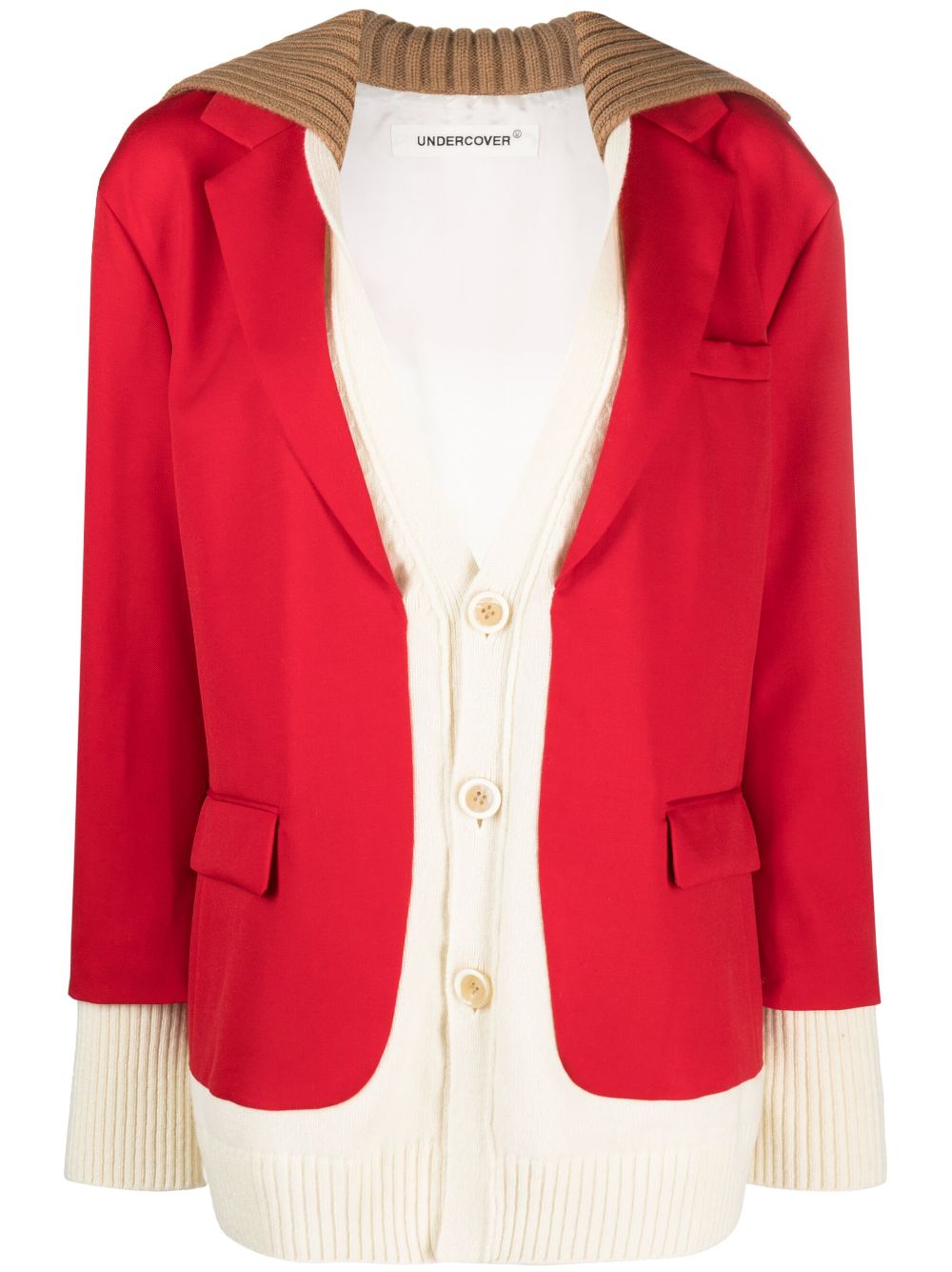 Hybrid single-breasted blazer - Red