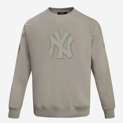 Men's New York Yankees Neutral Drop Shoulder Fleece Crewneck Shirt in Beige