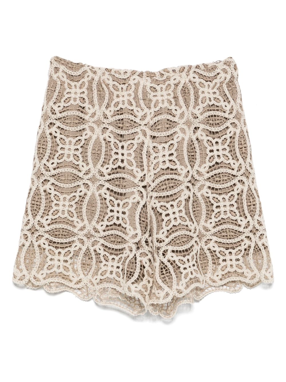 Embroidered-lace shorts - Neutrals