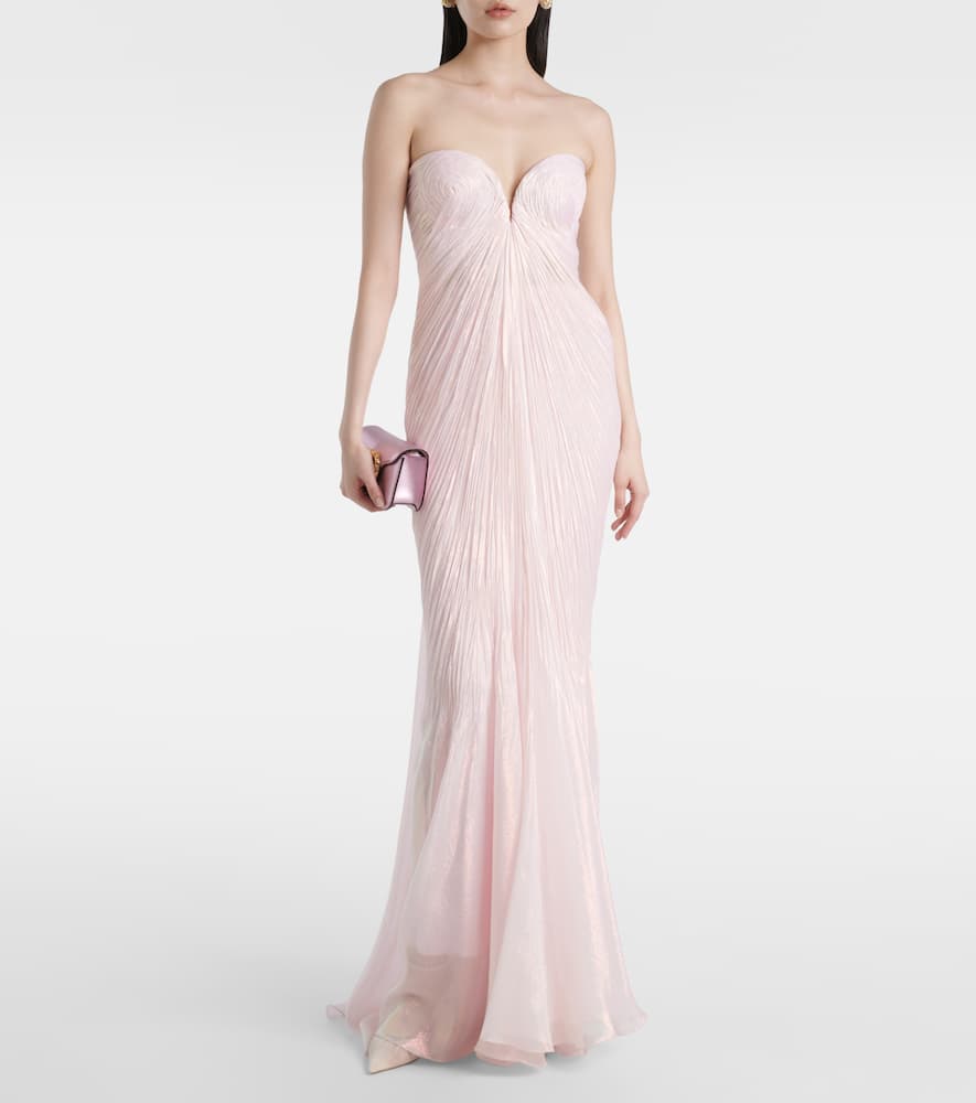 Meilien pleated silk-blend chiffon gown