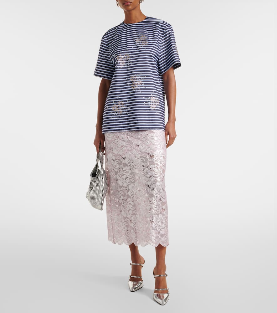 Floral lace midi skirt
