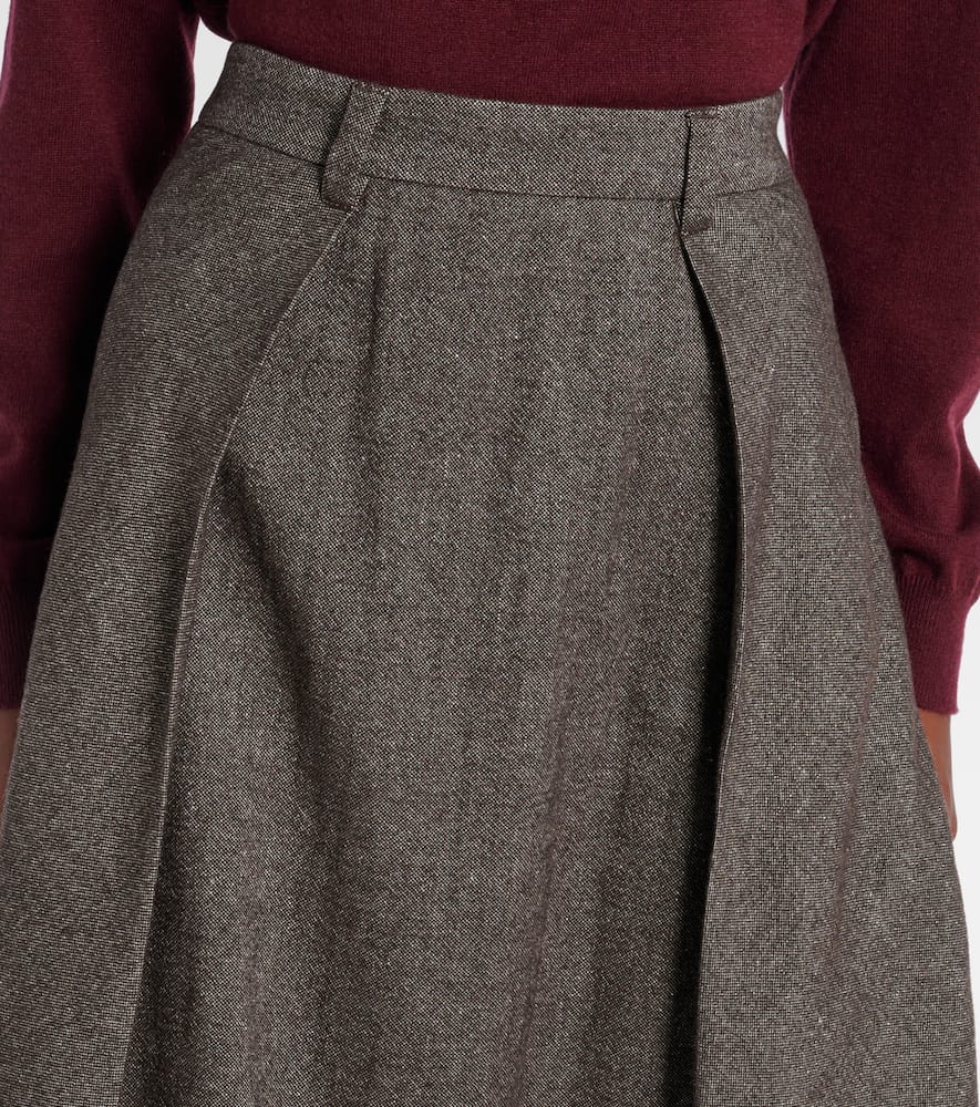 Wool and linen-blend midi skirt