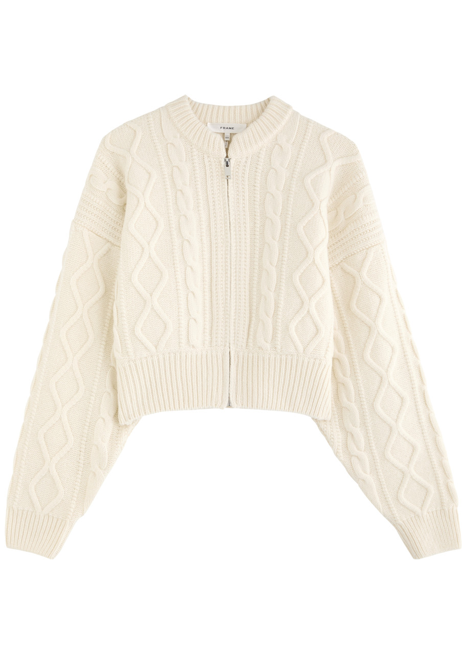 Frame Cable-knit Wool Cardigan