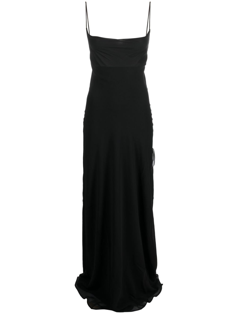 Open-back silk maxi slip dress - Black