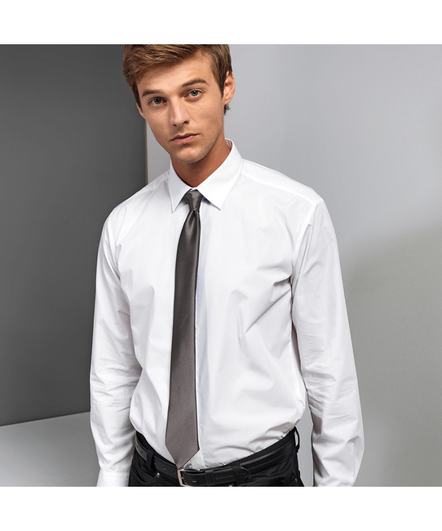 Premier Colours Mens Satin Clip Tie Dark Grey - One