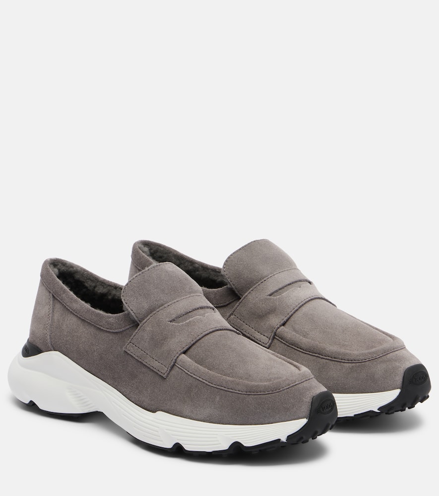 Shearling-lined leather slip-on shoes