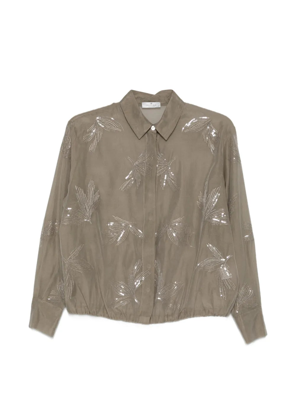 Sequin-Embellished Blouse — Taupe