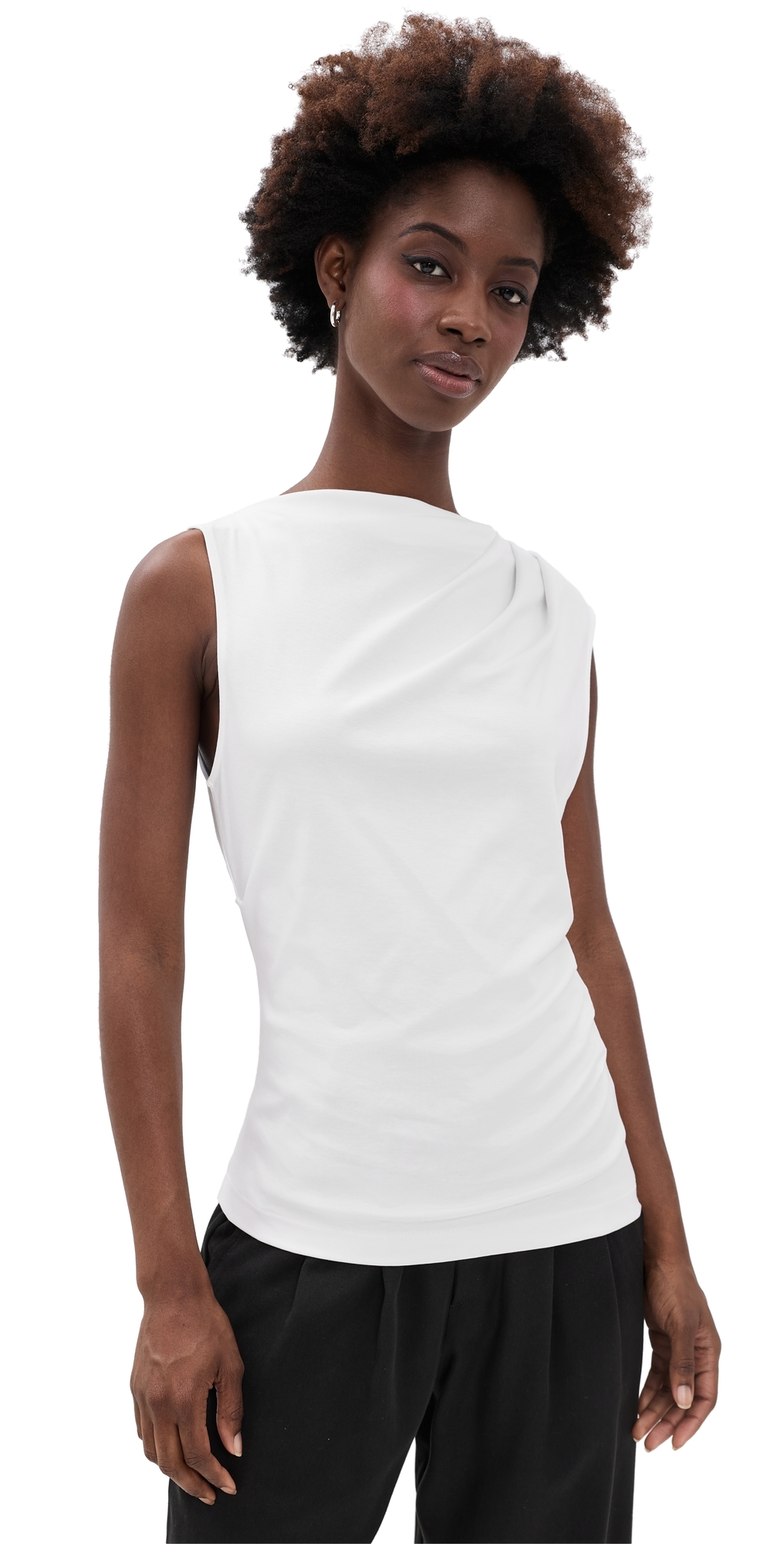 Sleeveless Draped Top Optic White