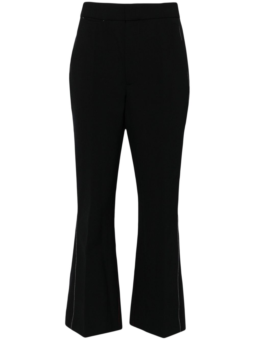 Contrast-stitching flared trousers - Black