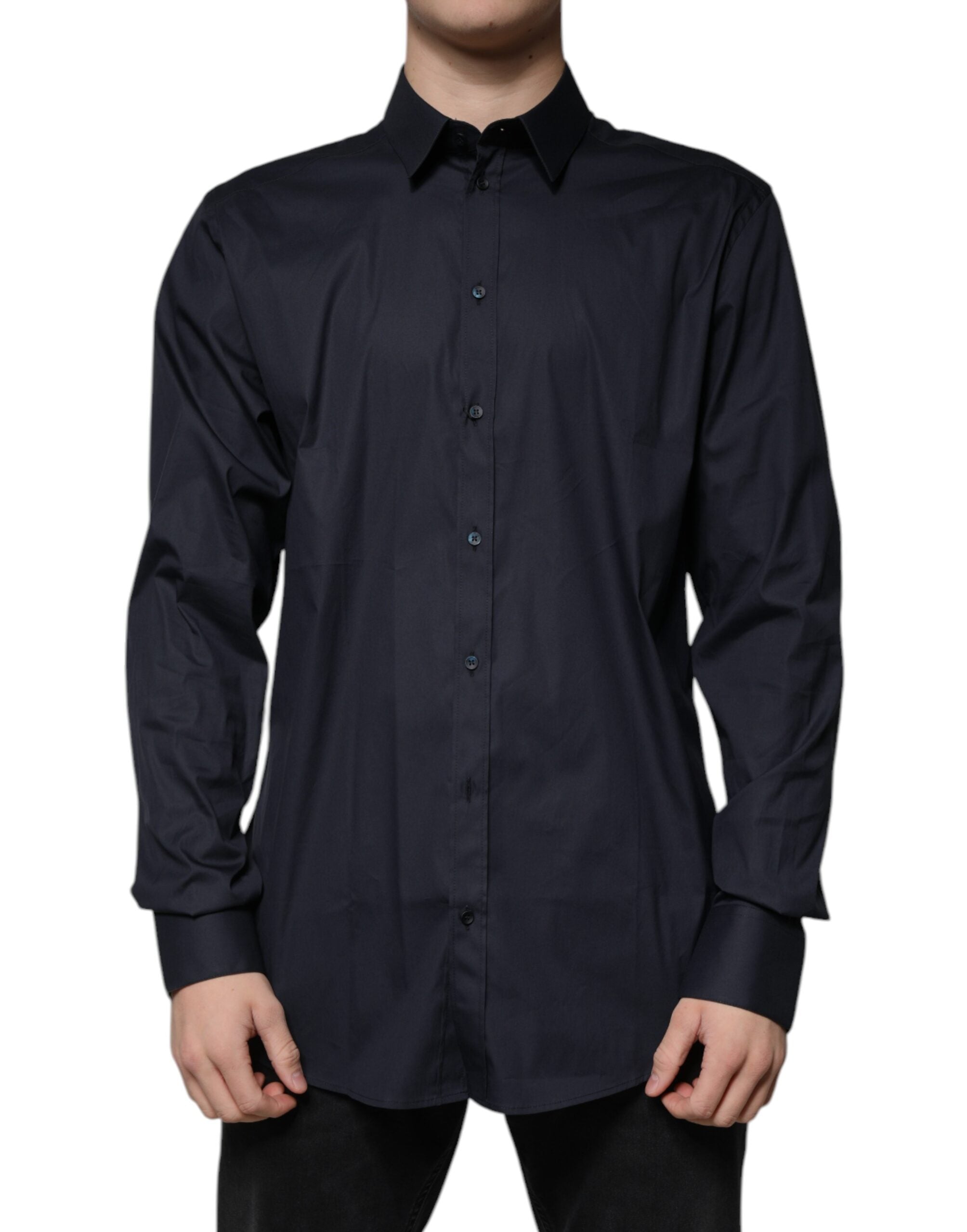 Cotton Blend Formal Shirt — Black