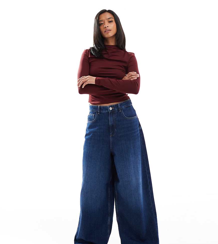 Paulina high waist baggy jeans in dark blue denim