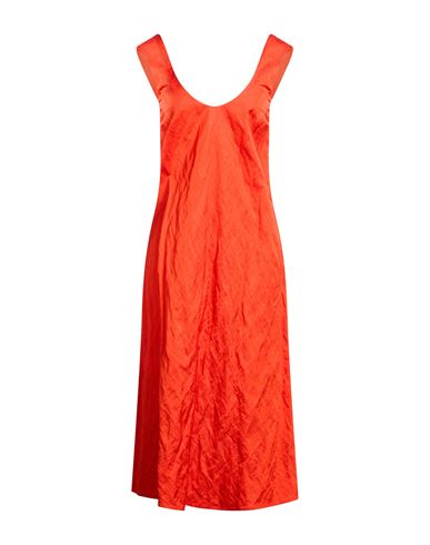 Woman Midi dress Tomato red Size 4 Viscose, Cotton, Metallic fiber