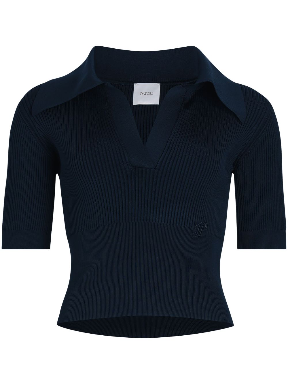 Fine-knit polo top - Blue