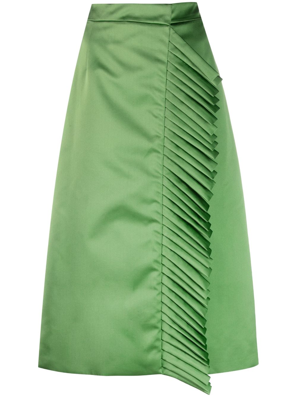 Pleat-detail satin midi skirt - Green