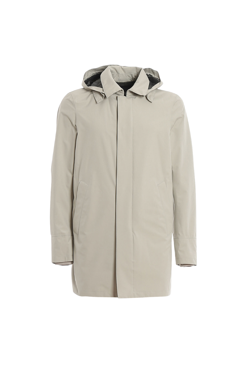 Nylon Hooded Coat — Gray