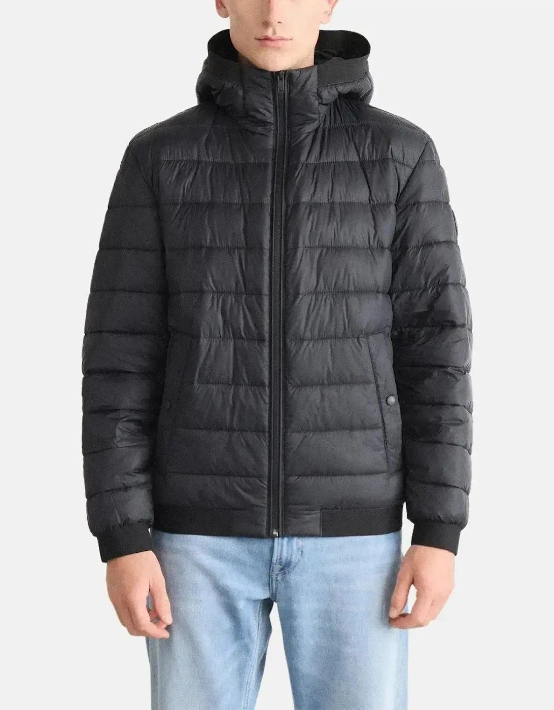 Men's BOSS MENS ODENIS HOODED PUFFER JACKET BLACK - : 42/Regular