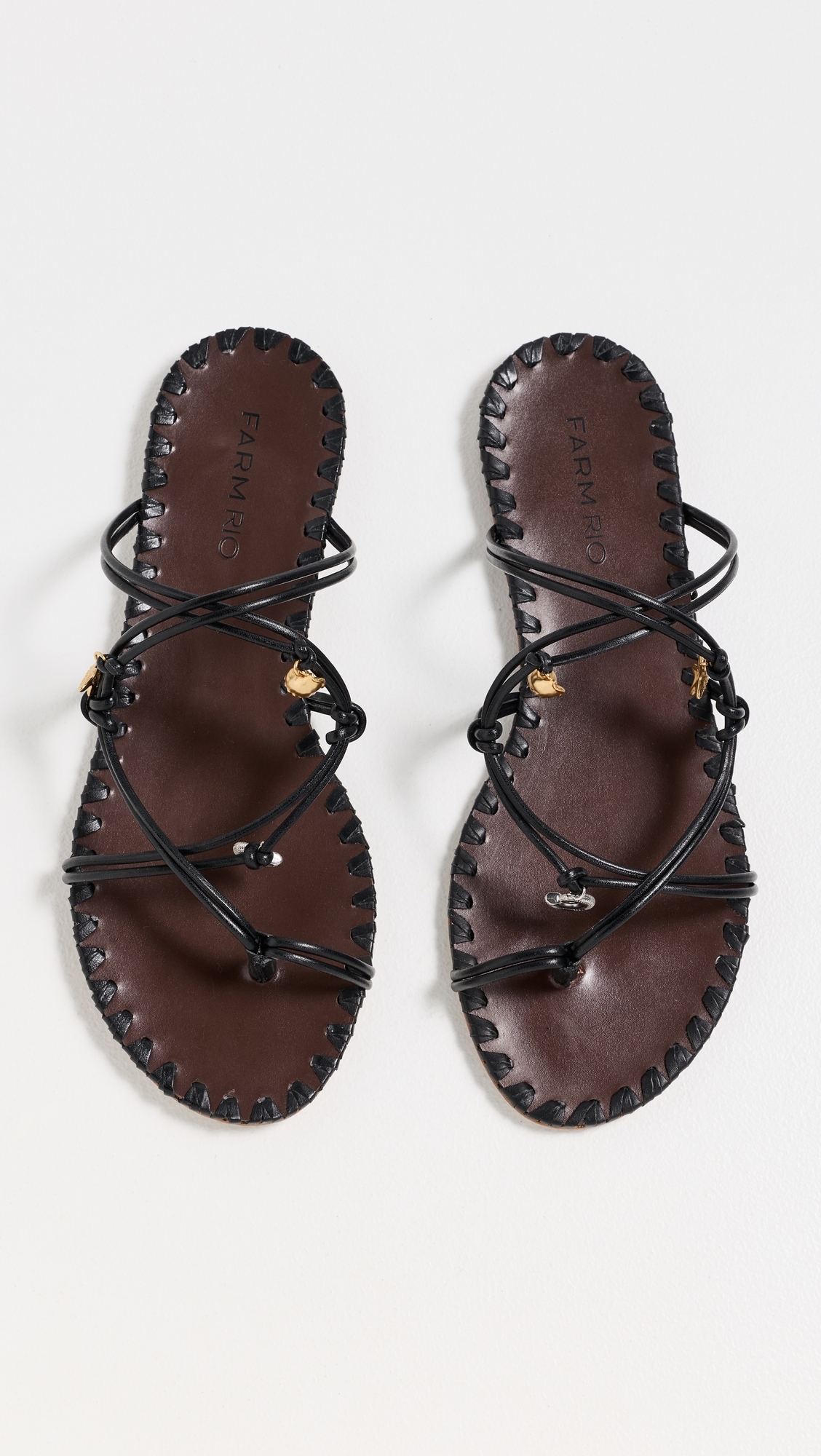 Sea Flat Sandals Black And Cuoio