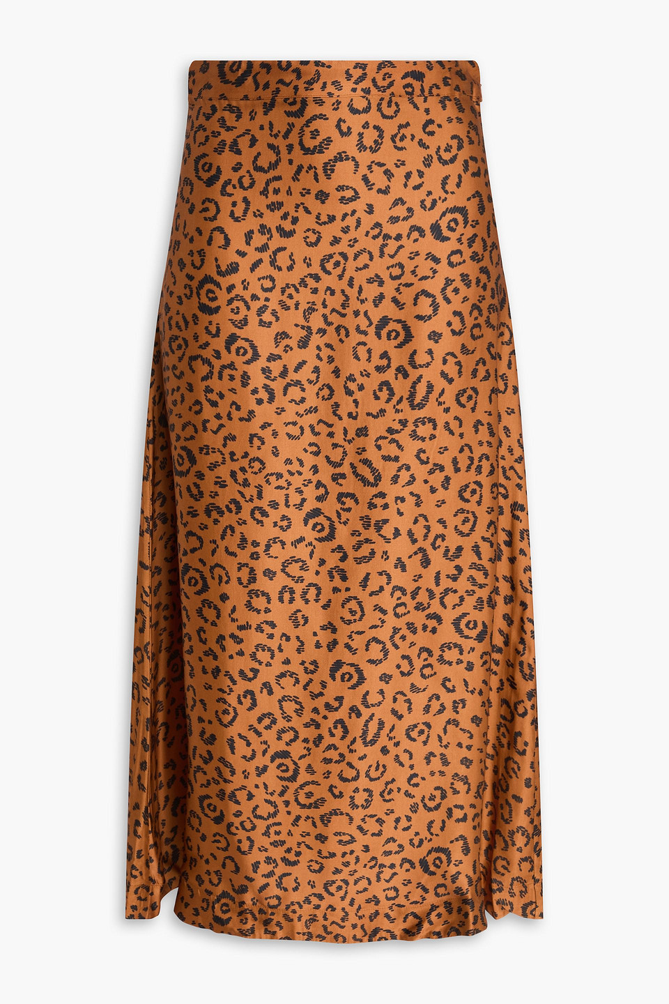 Leopard-print satin-twill midi skirt - Brown - XXS