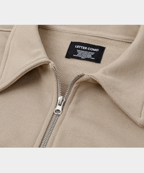 Heavy Cotton Blouson Sweat Jacket Beige