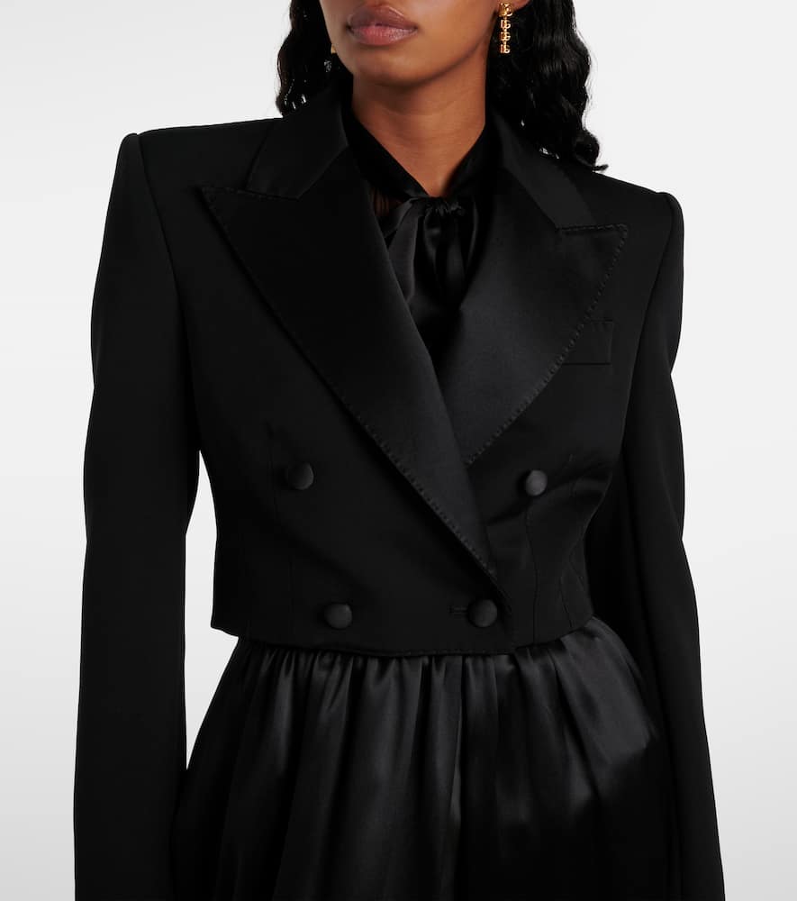 Cropped cotton-blend tuxedo jacket