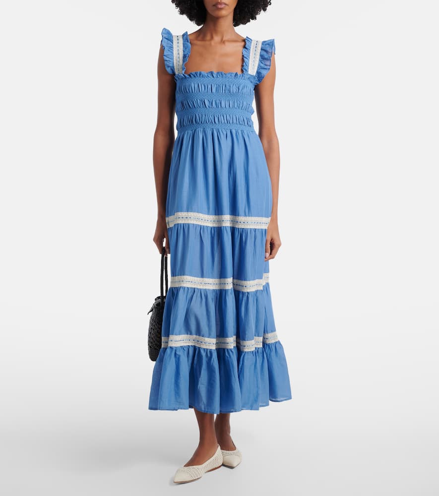 Aubrie lace-trimmed cotton voile midi dress