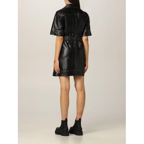 Leather shirt minidress - Black