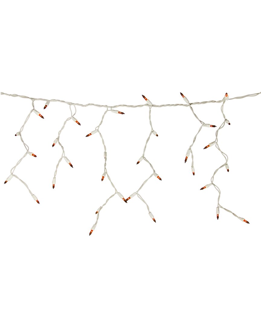 Northlight 100 Count Orange Mini Icicle Christmas Lights - 3.5ft White Wire