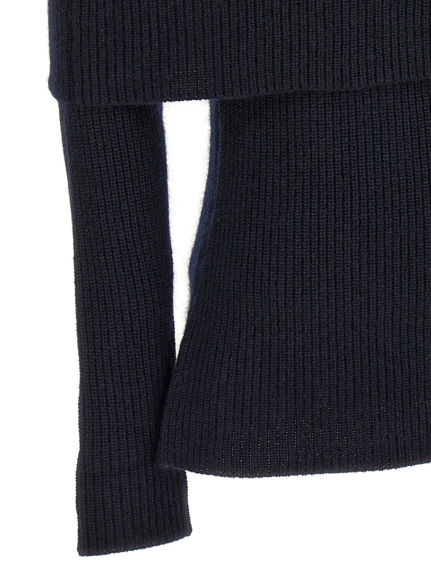 -Soft Neckline Sweater Maglioni Blu-Donna