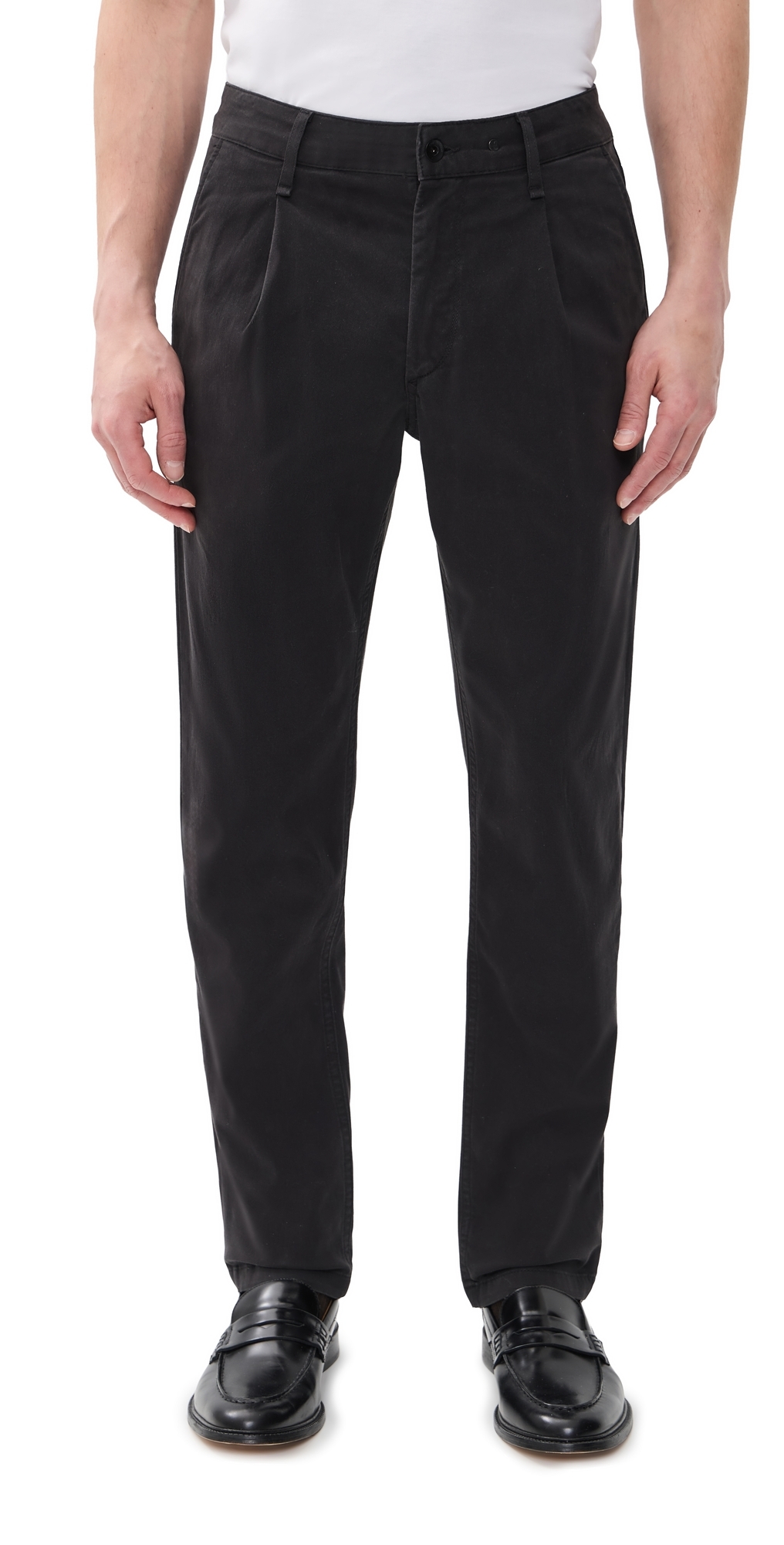 Evan Pleated Chino Pants Black