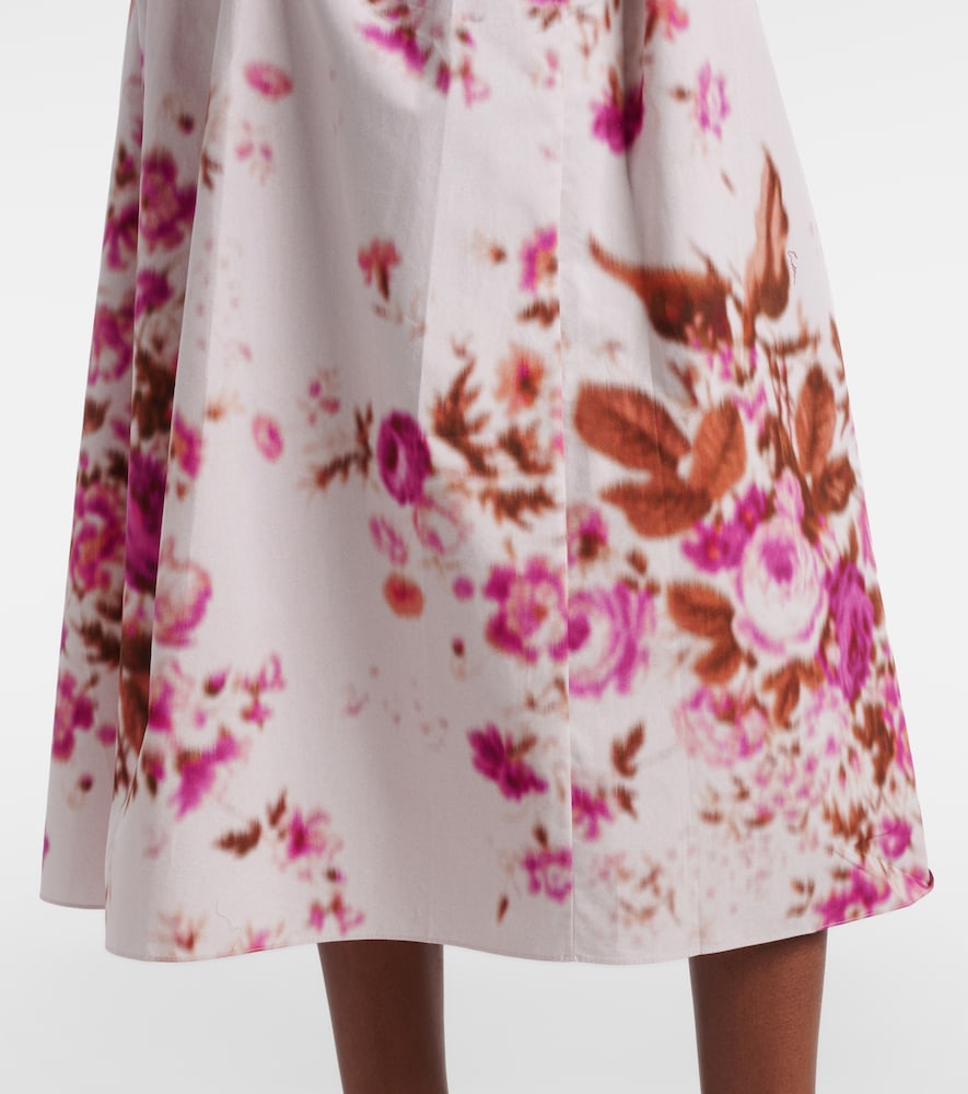 Floral cotton poplin midi skirt