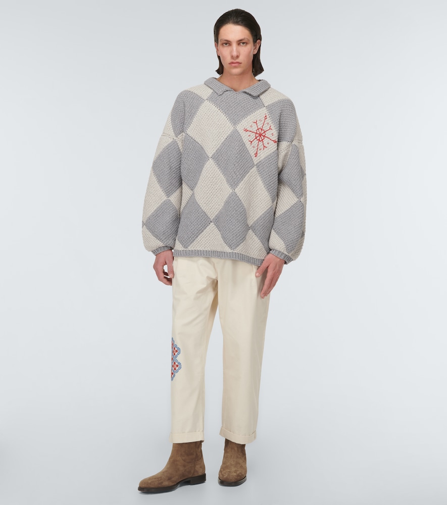 Embroidered cotton sweater