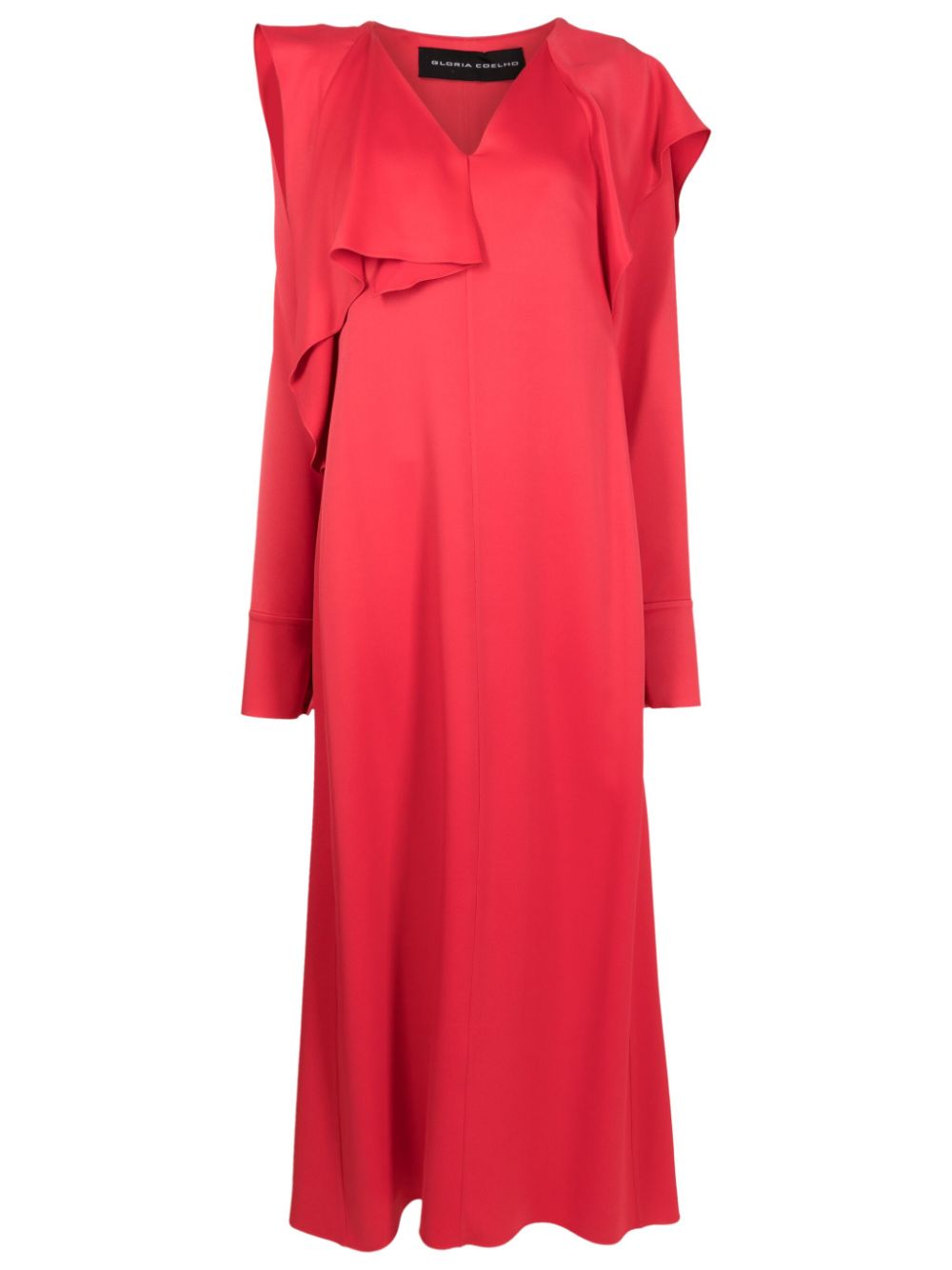 Slit-sleeve draped maxi dress - Blue