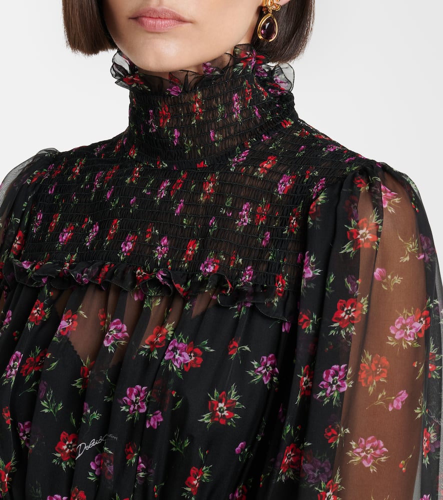 Floral silk chiffon maxi dress