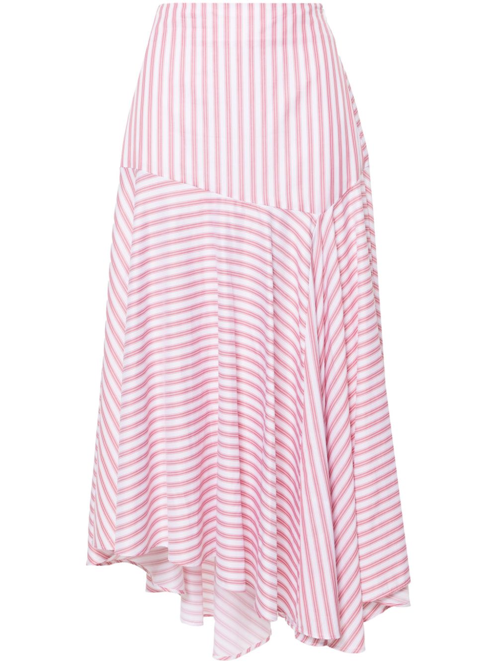 Volant striped asymmetric skirt - White