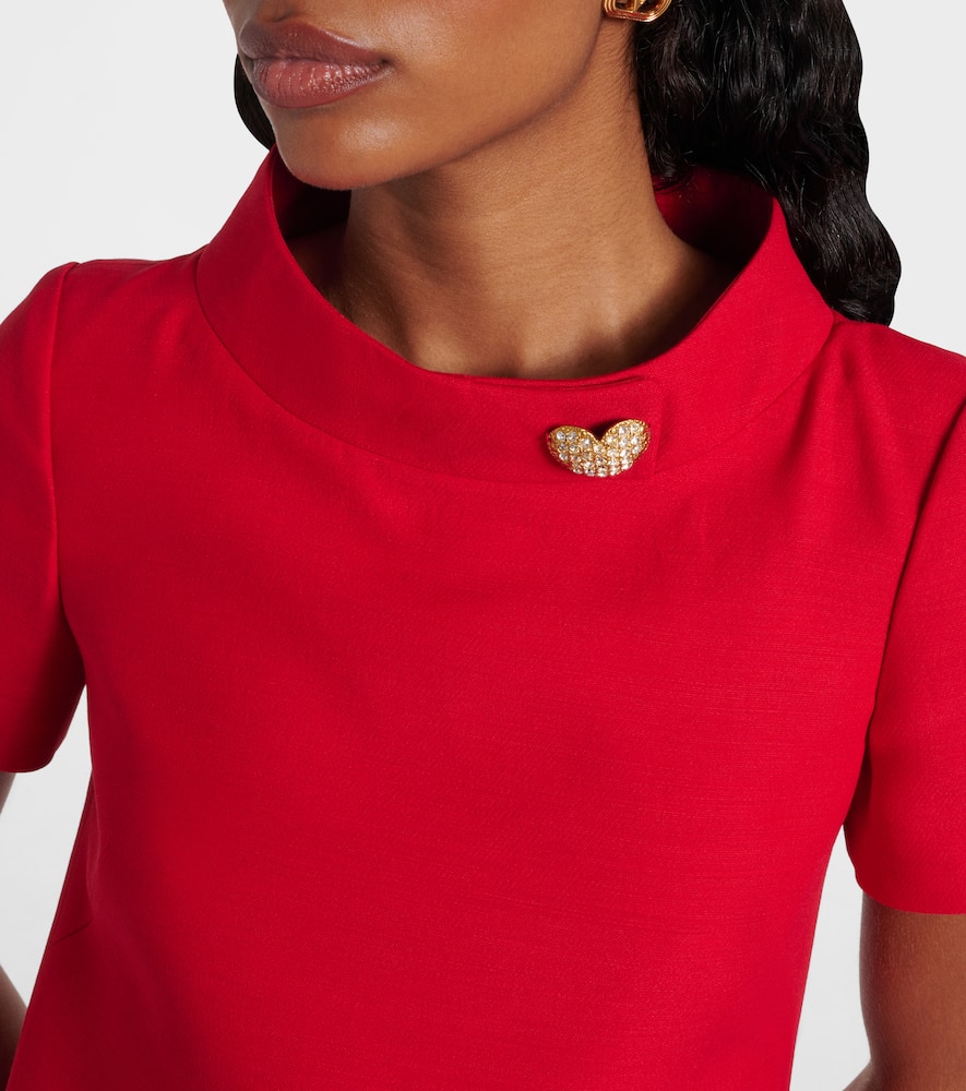 Embellished wool and silk minidress