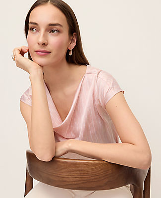 Ann Taylor Geo Satin Cowl Neck Top