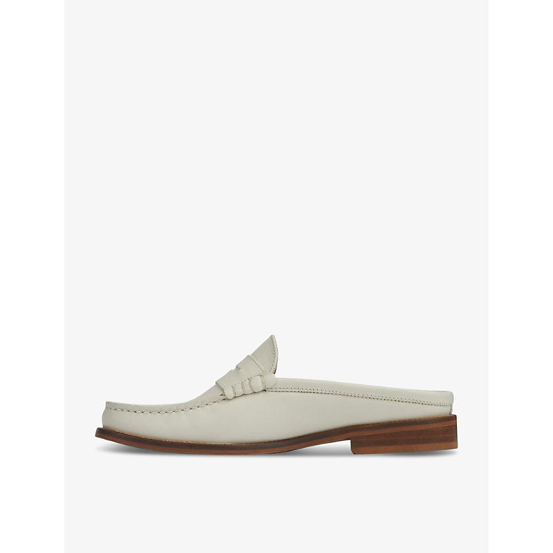 Womens Cre-ecru Oslo Backless Leather Loafers