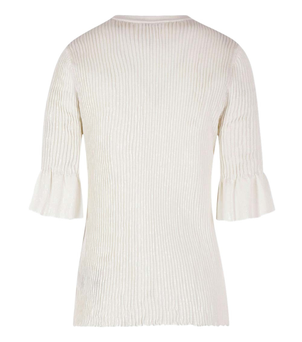 Beige Ribbed Round Neck T-Shirt